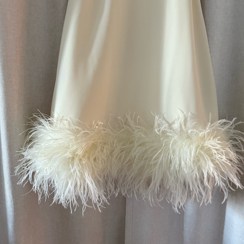 Ronny Kobo Fallen Feathered-Hem Mini Dress – Ivory (XS) - Picture 5 of 12
